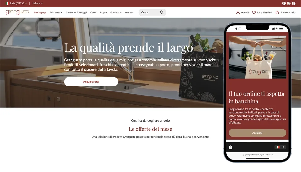 Homepage per l'e-commerce